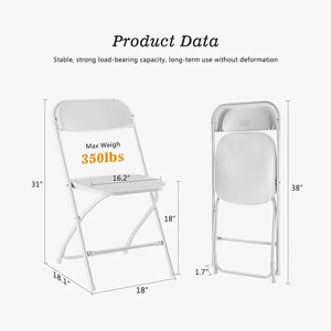 Silla plegable blanca resistente para exteriores, diseño de <span class=keywords><strong>metal</strong></span> portátil para cenas, fiestas, eventos - Product Image 2