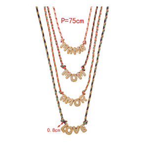 Collier Pendentif Personnalisé en Cuivre Plaqué Or avec Zircon et Chaîne Cordon Colorée, Idéal pour le Dropshipping et <span class=keywords><strong>les</strong></span> Cadeaux - Product Image 4