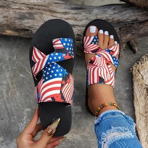 Women Boho Printed <b>Slide</b> Sandals Toe Loop Cross Strap Soft EVA Sole Open Toe Summer Beach Ladies Slippers Wholesale - Product Image 4