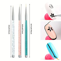 Lot de 3 stylos pinceaux créatifs pour peinture sur carrelage céramique, dessin floral, liner, outil de manucure, poils synthétiques, manche métallique