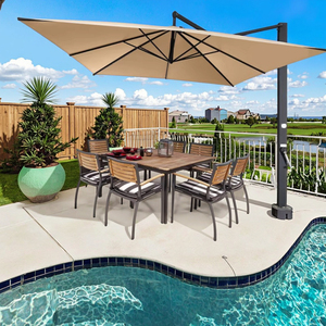360 Rotation Cantilever Patio <b>Umbrella</b> Large Square Roman <b>Sun</b> <b>Parasol</b> Offset Outdoor Sunshade Aluminum UV Resistant for Pool - Product Image 2