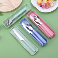 Ensemble de couverts portables en acier inoxydable exquis, style occidental moderne, trois cuillères, fourchettes, couteaux, pour le camping en plein air, en plastique durable