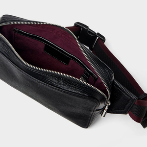 <span class=keywords><strong>Riñonera</strong></span> personalizada vegana de cuero texturizado para hombre, bolsa negra para cinturón Zipeer - Product Image 4
