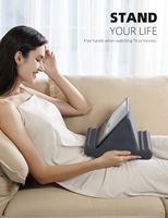 Lamicall PL02 Support de lecture pour livre, coussin de lit doux pour tablette, support de repos avec poche latérale pour téléphone portable et tablette