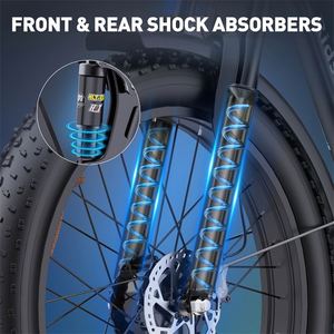Vélo de montagne à suspension intégrale avec cadre en carton, pneus larges, moteur central 2000 W, 48 V, 26 pouces, batterie cachée personnalisée OEM, E26pro 48 V - Product Image 2