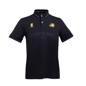 HANDEE POLO Polo à manches courtes pour homme, noir, logo brodé, coton piqué décontracté, respirant, coupe classique - Product Image 3