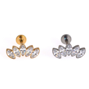 Boucles d'oreilles clous avec cristaux sertis clos, en titane, bijoux de mode unisexe pour piercing d'oreille - Product Image 2