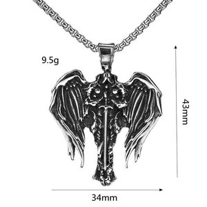 Collar con Colgante de Alas de Acero Inoxidable, Diseño Asimétrico Unisex, Joyería de Regalo, Accesorio de Moda - Product Image 5
