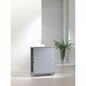 Vitrine Moderne en Verre avec Cadre en Aluminium 75x39x95 Cm Gris Clair Porte Verrouillable Étagères Réglables - Product Image 3