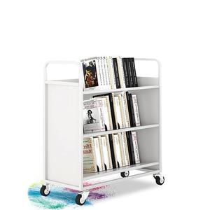 Swimming Book Trolley Steel 3 Tier Mobile Shelf For Library Office School Reading Room - Product Image 1