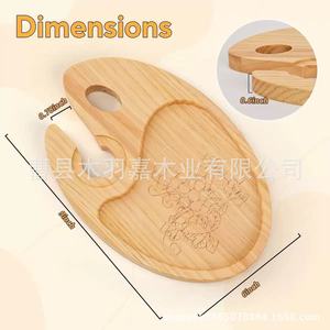 Mu Yujia Wooden Serving <b>Tray</b> With Wine <b>Glass</b> Holder Multifunctional For Party And Gathering - Product Image 3