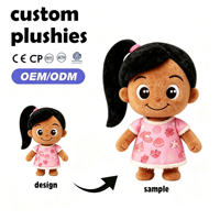Boneka Karakter Anak Laki-Laki Custom OEM ODM Rambut Keriting Biru Mainan Plush Katun Hoodie Celana Pendek Cargo Hadiah Lucu Figur Boneka Custom