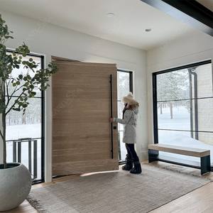 ประตูทางเข้าบ้านสไตล์ยุโรป ประตูรักษาความปลอดภัยภายนอก ทำจากไม้ ดีไซน์หรูหรา ประตูหลัก - Product Image 4