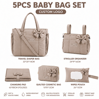 Ensemble de 5 sacs à couches pour bébé pour maman, sac de voyage matelassé, matelas à langer, pochette pour lingettes humides, organisateur de poussette, ensemble de sacs pour maman avec logo personnalisé