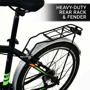 Bicicletta da Montagna Multiuso 2026, 26 Pollici, MTB con Freni a Disco, Forcella in Alluminio, Parafanghi Completi, Portapacchi Posteriore Robusto, 21 Velocità - Product Image 6