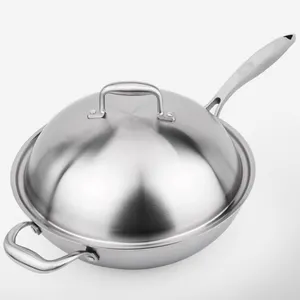 Wok-sartén antiadherente de acero inoxidable, diseño alemán, 32/34cm