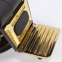 Fauteuil de barbier classique de luxe en cuir PU, design traditionnel, base à pompe hydraulique robuste, pivotant à 360 degrés, pour salon de coiffure, hôtel