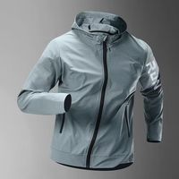 Veste coupe-vent sport à capuche pour homme, automne, unie, séchage rapide, imperméable, fine, en polyester, pour course à pied et cyclisme en extérieur