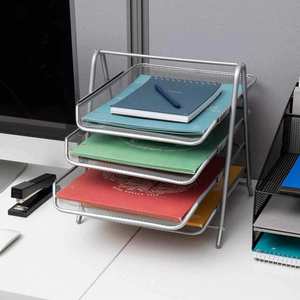 <b>Metal</b> Desk Organizer with 4 Sliding Trays for Letters and <b>Files</b> Holder 4 Tier Paper Tray Desktop <b>File</b> Storage Office Silver - Product Image 6