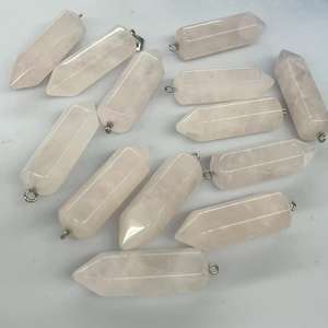로즈 쿼츠 14X43MM 육각 프리즘 보석 비즈 대형 각진 불렛 펜던트 반귀석 DIY 주얼리 제작용 - Product Image 3