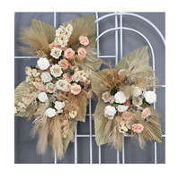 Arrangement floral bohème pour décoration de mariage, herbe de pampa artificielle, panneau d'arche de fleurs bohème