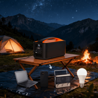 Station d'alimentation portable pour le camping, générateur solaire à onde sinusoïdale pure 500W, batterie lithium-ion, lampe torche, charge sans fil, compatible voiture
