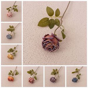 ดอกกุหลาบประดิษฐ์ CallaFloral ก้านเดี่ยว ขอบสีไหม้ สำหรับตกแต่งงานแต่งงาน สีเหลืองขาว งานฝีมือผ้าทอ - Product Image 3