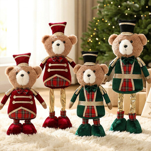 Cute Soft Adjustable Telescopic Eco-friendly <b>Handmade</b> Stuffed Christmas Bear <b>Doll</b> Tabletop Decor - Product Image 2