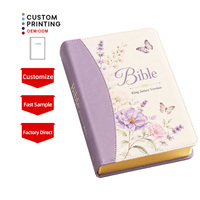 Vente en gros de Bibles personnalisées en cuir PU souple avec bords dorés, impression couleur OEM, conception sur mesure, fabricant