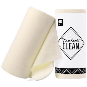 Nouvelle conception, lot <span class=keywords><strong>de</strong></span> 40 chiffons <span class=keywords><strong>de</strong></span> nettoyage en microfibre <span class=keywords><strong>beige</strong></span> réutilisables, rouleaux <span class=keywords><strong>de</strong></span> microfibre à déchirer pour la maison - Product Image 1