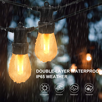 Guirlande lumineuse LED imperméable avec fermoir en forme de flamme, 15 ampoules Vintage, éclairage d'extérieur, idéal pour les vacances, 48 pieds