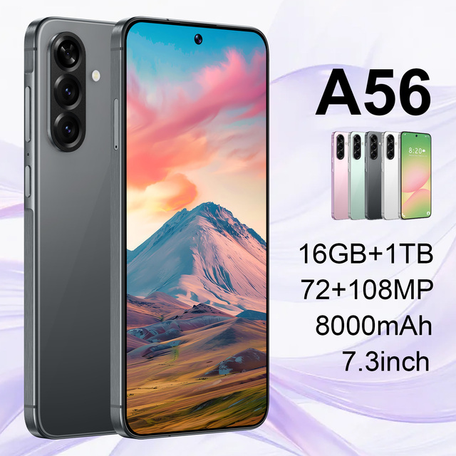 Brand New A56 5G Smartphone Face Unlock 16GB+1TB Android 14 108MP+72MP HD Camera Dual SIM Shockproof English 5000mAh Battery
