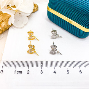 Accessoires en argent S925 2021 pour la création de bijoux, plateau vide pour perles, nœud, perles rondes de 7 à 10 mm, boucles d'oreilles pendantes tendance 2021 avec clous d'oreille - Product Image 4