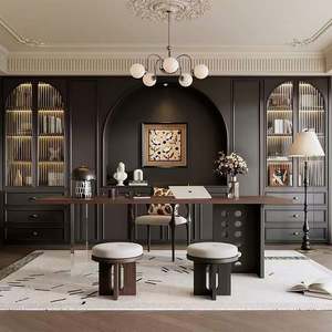 Bibliothèque ouverte en bois de la série Dark personnalisée, grand espace, bibliothèque française pour la maison, le bureau, l'hôtel, l'école - Product Image 6