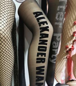 G CC BA Nuevo diseño Logotipo <span class=keywords><strong>de</strong></span> la marca Burn-out Flocado Letra completa Medias <span class=keywords><strong>de</strong></span> marca grande Legging negro transparente Medias diseñadas - Product Image 2