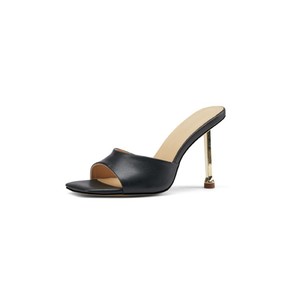 Ciabatte con tacco alto da donna, scarpe casual estive con punta quadrata e tacco sottile, scarpe da donna per banchetti, serate, feste, ufficio. - Product Image 1