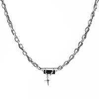 Collier ras de cou avec pendentif en forme de croix noire gothique, chaîne, pour femmes et hommes, charme grunge punk, bijoux de mode, accessoires Harajuku EMO