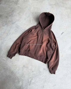 Sudadera con Capucha Estilo Urbano OEM&ODM, Algodón French Terry, Lavado Ácido, Vintage, Logotipo Personalizado, Oversize, Lavado a la Piedra, Efecto Desgastado por el Sol - Product Image 2