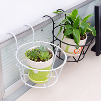 Garde-corps suspendu en fer rond, support de pot de fleurs noir et blanc, support de pot de plante d'extérieur, vente en gros