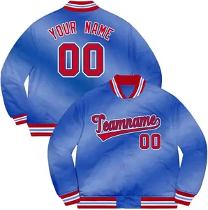Classic red and blue color scheme Men's Varsity Baseball Jacket Casual Flight Letterman Bomber Split outdoorwear Personalized