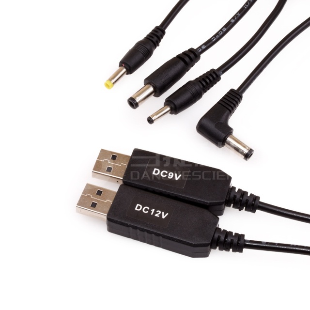 Round Hole Charging Cable 5V to 9V12V Power boost Cable USB to DC5.5-2.1/3.5/4017MM Interface