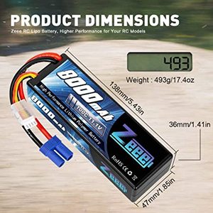 Zeee 3S Lipo pil 11.1V 8000mAh 100C sert çanta RC araba kamyon RC Truggy FPV uçak tekne Buggy için EC5 konnektörü ile - Product Image 4