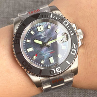 Montre mécanique de plongée Tandorio pour homme avec cadran en nacre, bracelet en acier 904L, mouvement NH35, luminescent