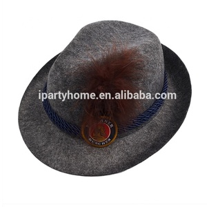 Chapeau en feutre gris <span class=keywords><strong>Paulaner</strong></span>, chapeaux alpins allemands pour l'Oktoberfest avec plume - Product Image 5