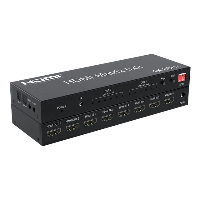 6x2 for 2.0 Matrix 4K60HZ Optical Audio TV Switcher 6-In-2-Out Conferencing Video Black 305g Consumer Electronics Store