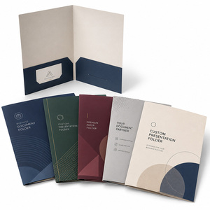 Porte-documents professionnel en papier d'art avec logo personnalisé en relief et impression intégrale - Product Image 1