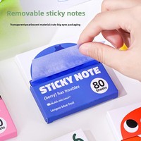 Bloc-notes adhésif de 80 feuilles, bloc-notes adhésifs mignons à effet nacré, bloc-notes adhésifs transparents pour étudiants, bloc-notes adhésif élégant