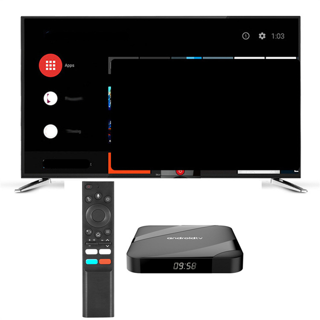 Hot Sale Smart TV Box TV98 ATV W2 Android 14 with 4GB RAM and 32GB ROM Quad Core Processor BT Voice Remote Control