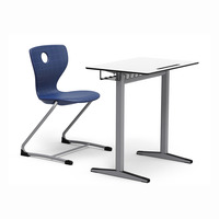 Mesa Escolar de Tablero Laminado de Segunda Generación, Muebles para Aula, Conjunto de Escritorio y Silla para Estudiantes