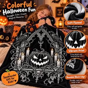 Plaid rectangulaire en flanelle anti-boulochage, motif citrouille gothique d'Halloween, style classique saisonnier d'automne, pour la décoration intérieure - Product Image 4